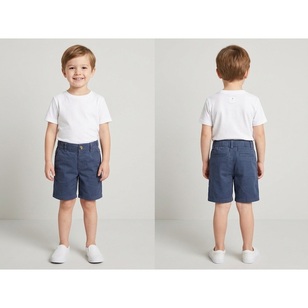 GAP Chino Shorts Kids Size 4 Navy Blue Excellent Elastic Waist Cotton Blend